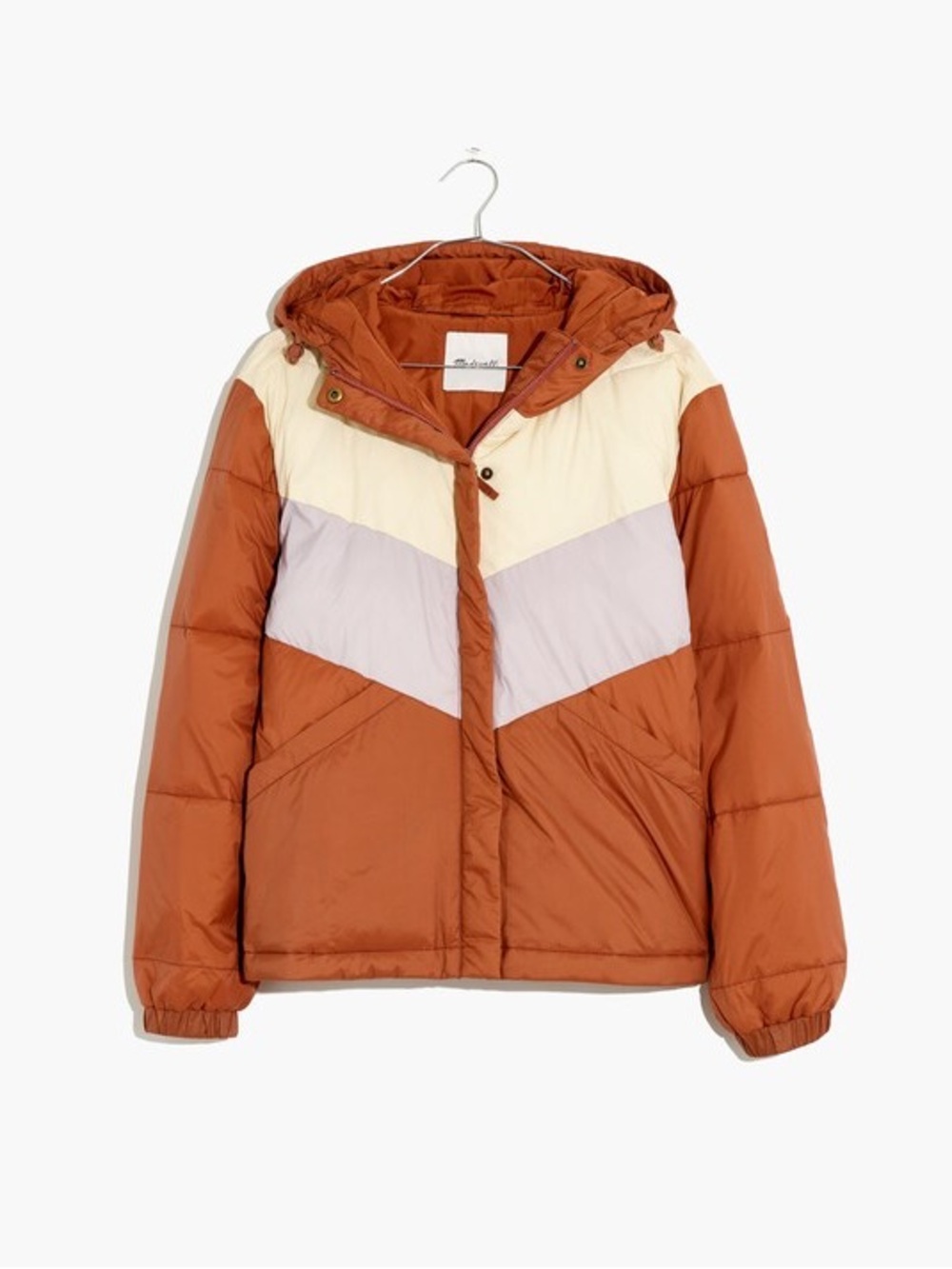 Madewell Chevron Packable Puffer Jacket Warm Umber Large